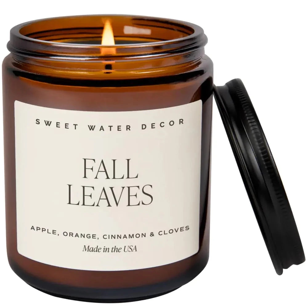 Sweet Water Decor Fall Candles for Home Scented - Hand Poured Soy Wax Autumn Candles with Apple & Cinnamon Scent - 40 Hour Burn Time Long Lasting Fall Candles Soy - Amber Glass Jar for Candle Decor Trendverse Market