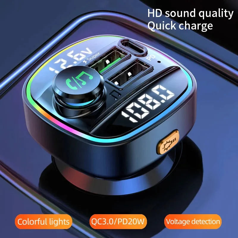 Bluetooth 5.0 Car Wireless FM Transmitter Adapter USB PD Charger AUX Hands-Free Trendverse Market
