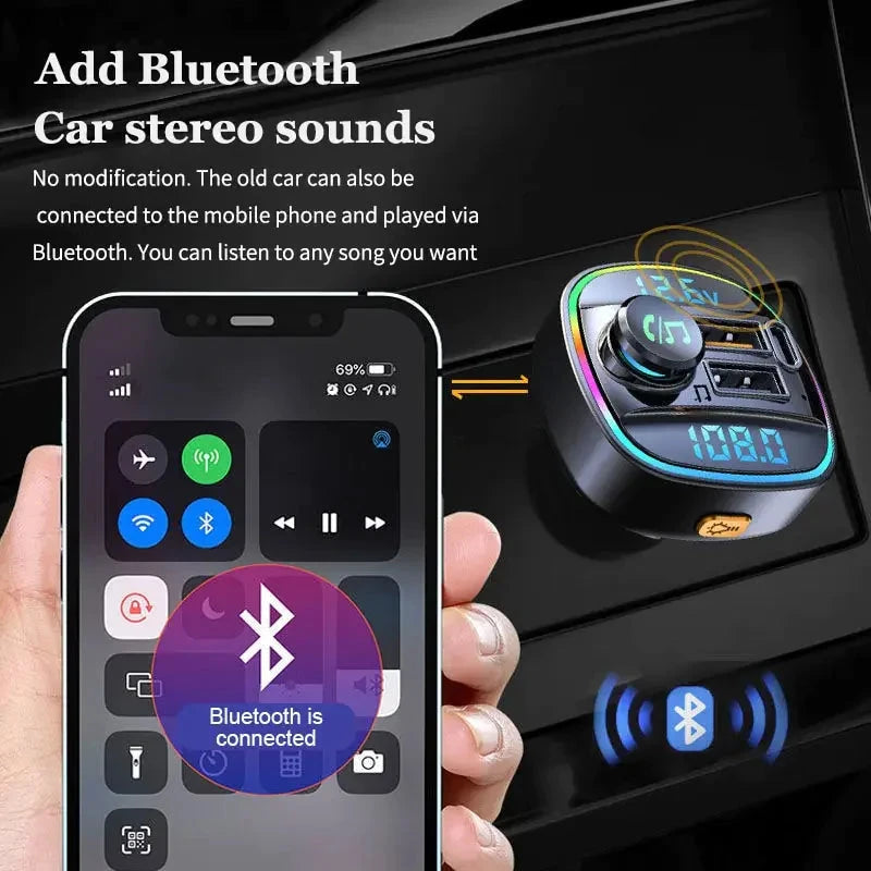 Bluetooth 5.0 Car Wireless FM Transmitter Adapter USB PD Charger AUX Hands-Free Trendverse Market