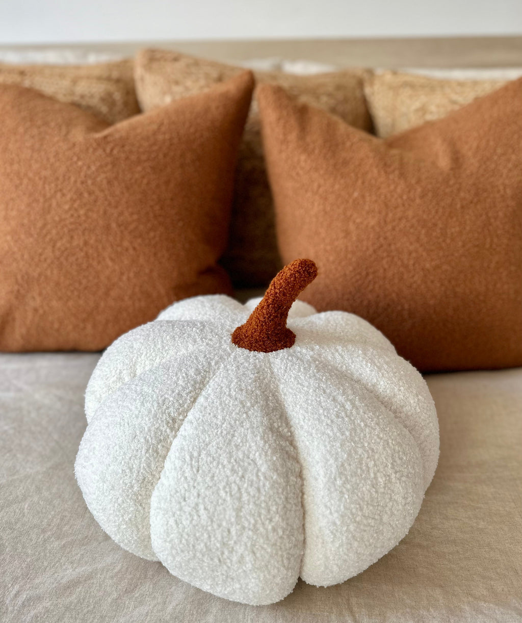 Jumbo Sherpa Cream Pumpkin Pillow Busa Designs