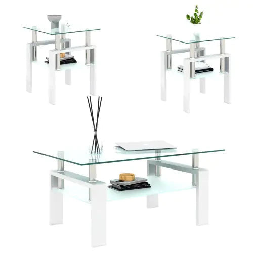 Modern Tempered Glass, Square Table For Living Room, Trendverse Market