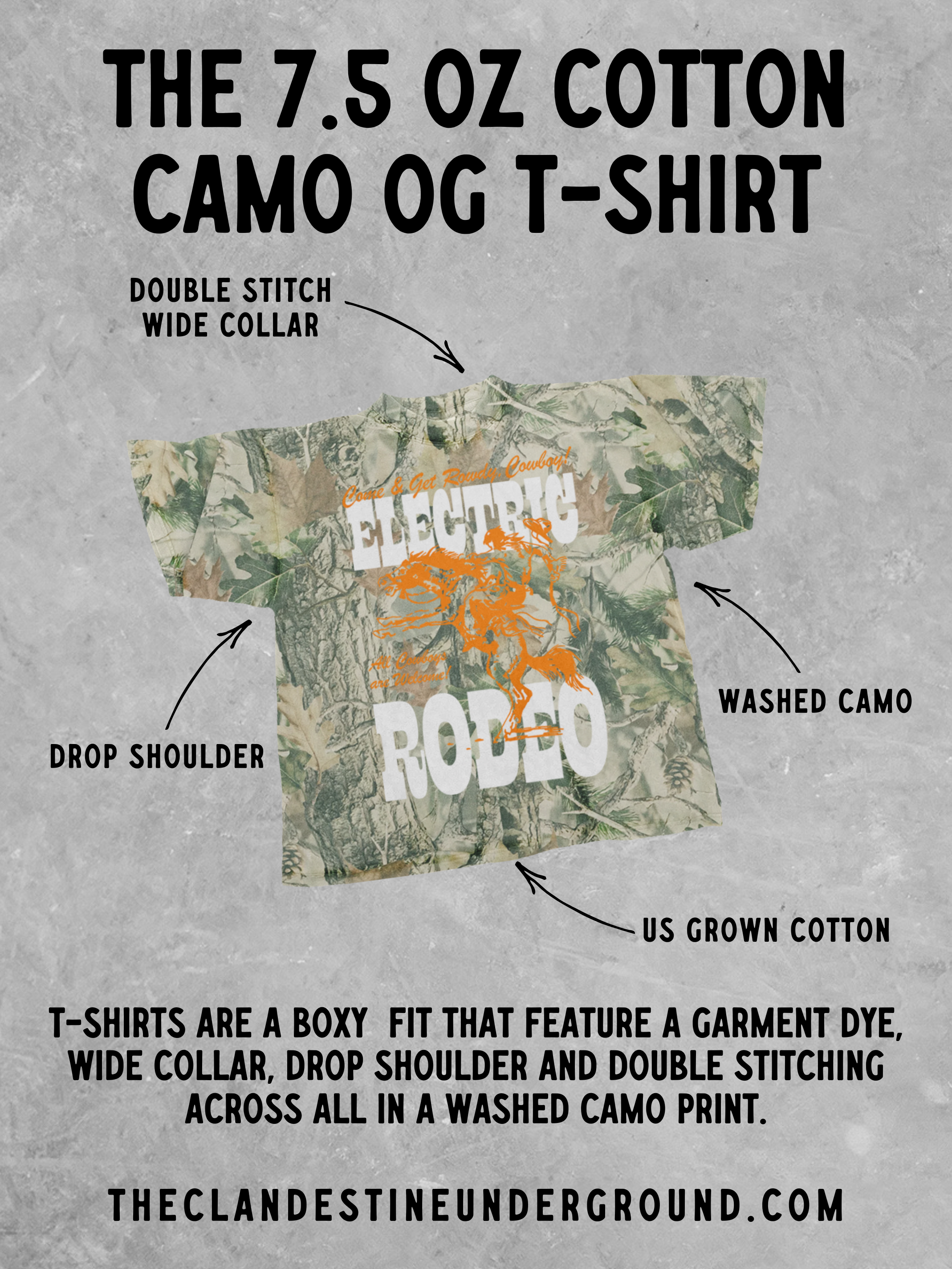 Underground Original Design: Camo Tennessee Volunteers Vintage Boxy TShirt