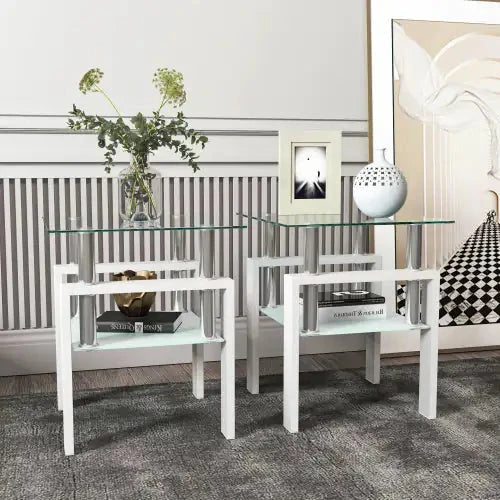 Modern Tempered Glass, Square Table For Living Room, Trendverse Market