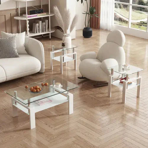 Modern Tempered Glass, Square Table For Living Room, Trendverse Market