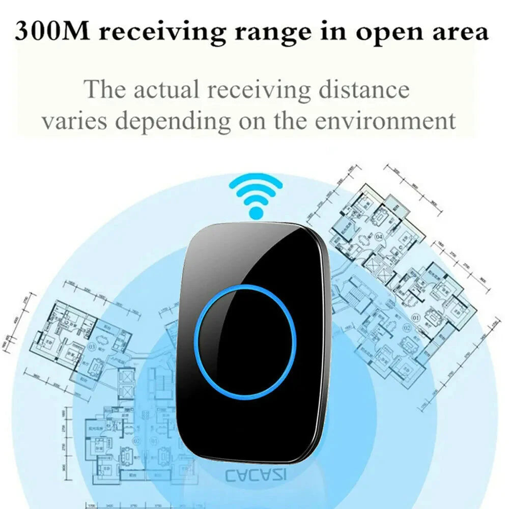 Wireless Doorbell Chime Waterproof Plugin Receiver Adjustable Volume 1000FT Kit Trendverse Market