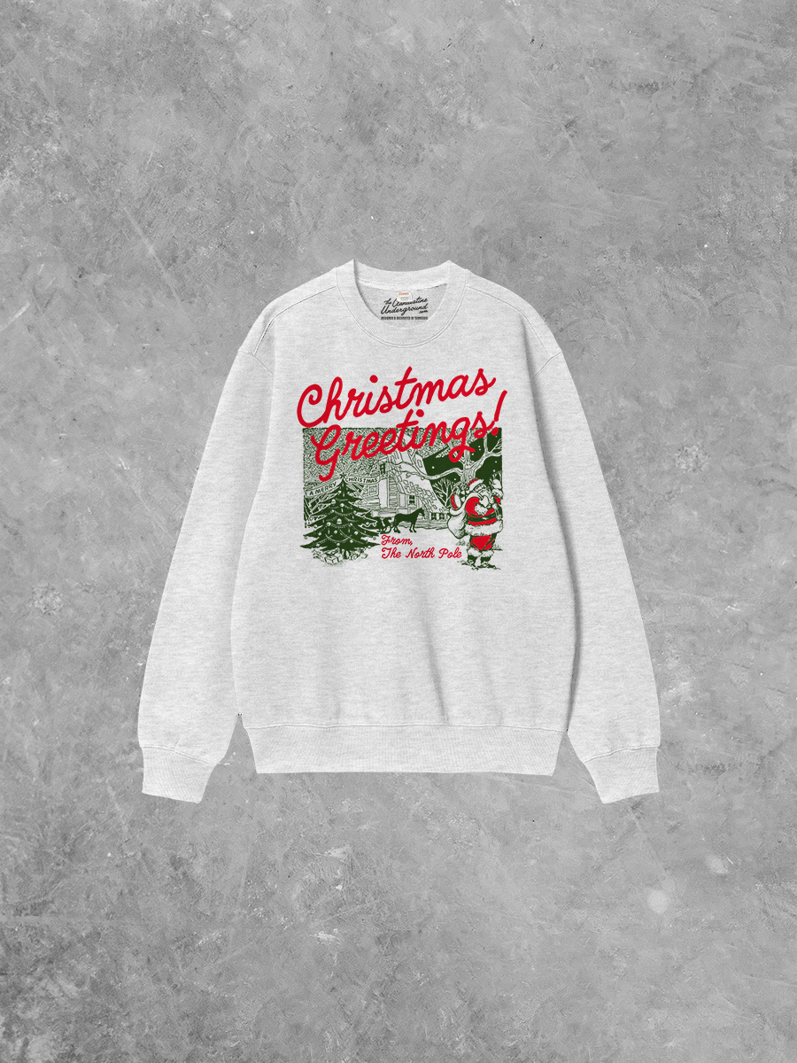 Underground Original Design: Christmas Greetings! North Pole Boxy Cotton Sweatshirt