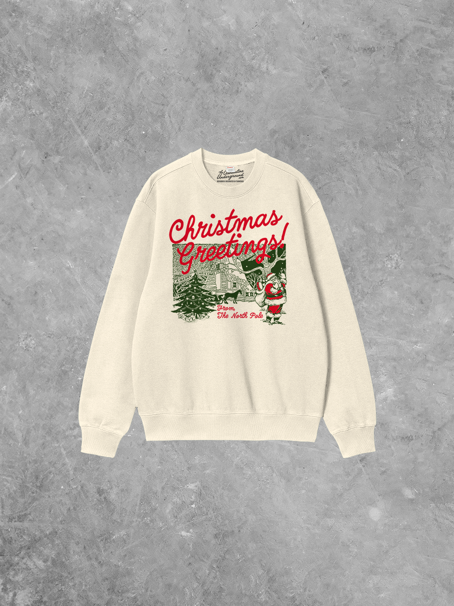 Underground Original Design: Christmas Greetings! North Pole Boxy Cotton Sweatshirt