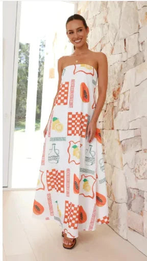 Women's Dress Printed Tube Top Large Swing Dress Trendverse Market