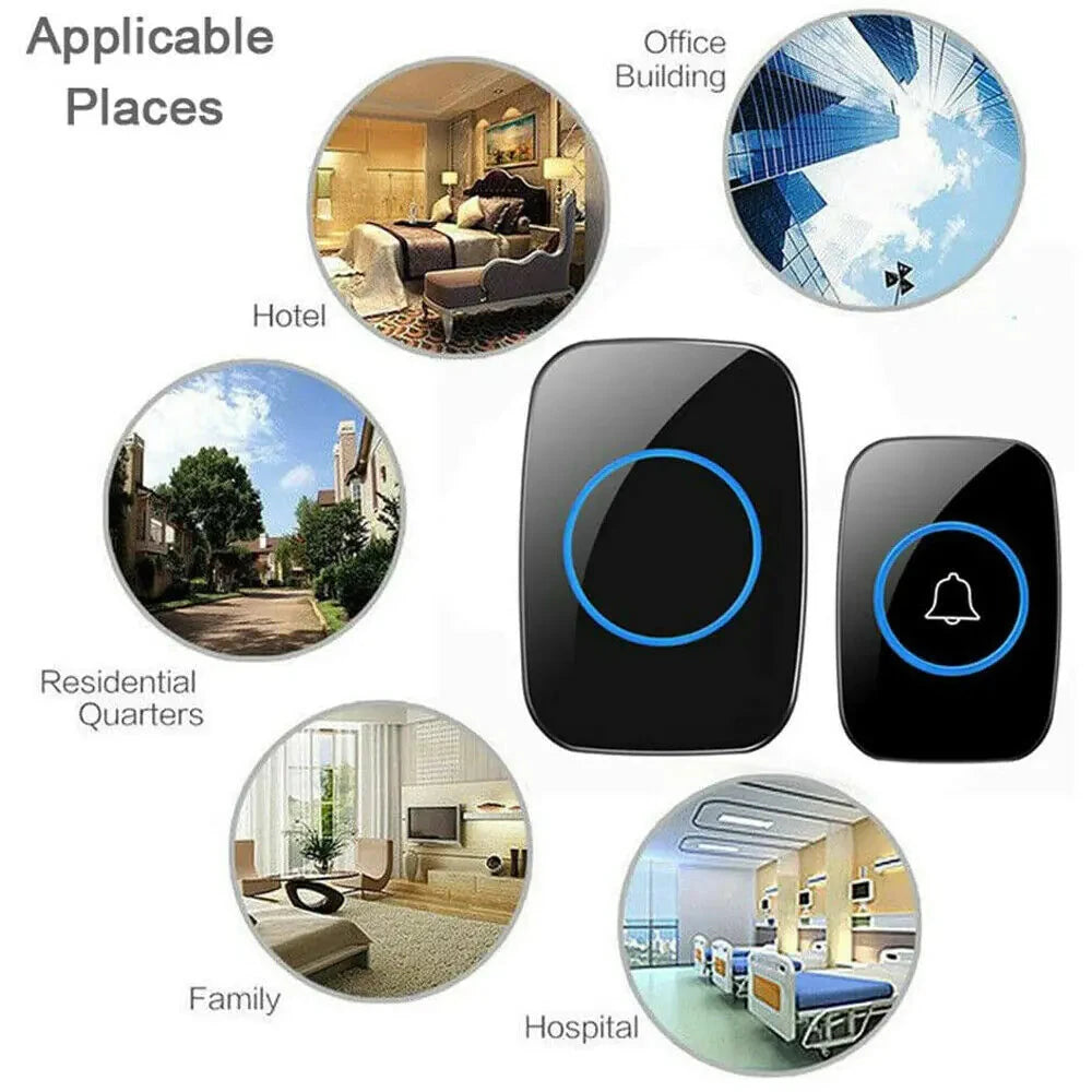 Wireless Doorbell Chime Waterproof Plugin Receiver Adjustable Volume 1000FT Kit Trendverse Market