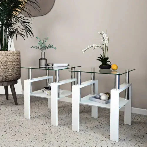 Modern Tempered Glass, Square Table For Living Room, Trendverse Market