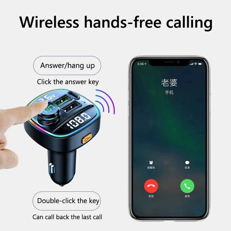 Bluetooth 5.0 Car Wireless FM Transmitter Adapter USB PD Charger AUX Hands-Free Trendverse Market