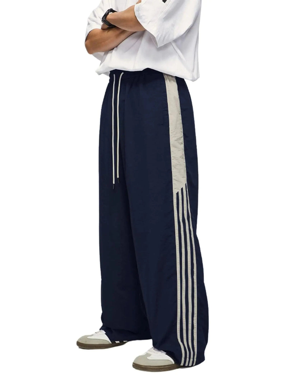 Aelfric Eden Parachute Pants Women Striped Baggy Y2k Track Pants Men Wide Leg Sweatpants Navy Trousers with Drawstring Trendverse Market